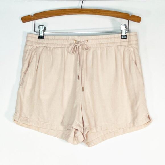 H&M Linen-blend Drawstring Shorts Light Powder Pink - Picture 2 of 14